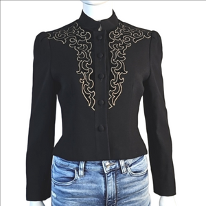 Vintage 1980s Black & Gold Fitted Crop Jacket